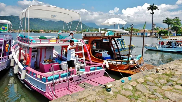 Brasil Paraty Vista Mar Cidade Com Belas Casas Ruas — Fotografia de Stock