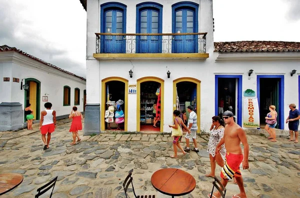 Brasil Río Janeiro Ciudad Paraty Vistas Mar Con Coloridas Casas —  Fotos de Stock