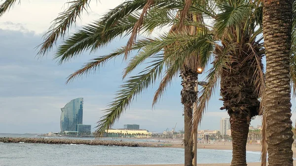 Barcelona España Vistas Panorámicas Ciudad Mar Desde Ciutat Vella — Foto de Stock