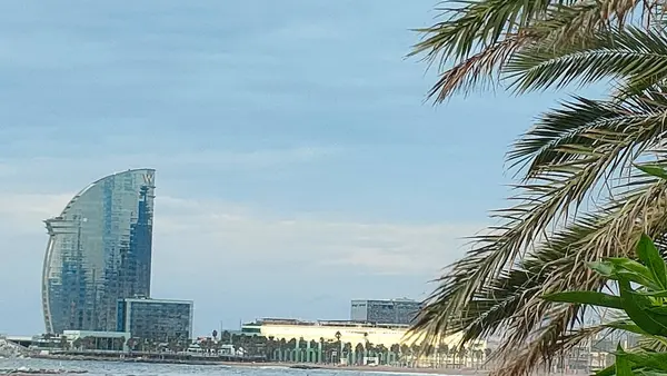 Barcelona Spanje Panoramisch Uitzicht Stad Zee Vanaf Ciutat Vella — Stockfoto