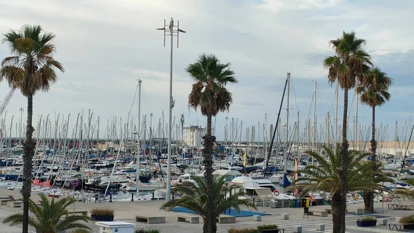 Barcelona Espanha Vista Panorâmica Cidade Mar Partir Ciutat Vella — Fotografia de Stock