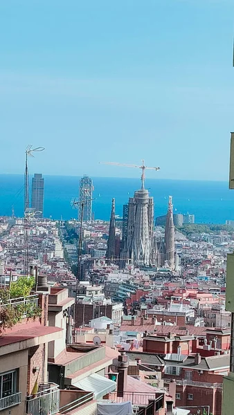Barcelona Španělsko Panoramatický Výhled Město Abstraktní Moderní Ilustrace — Stock fotografie