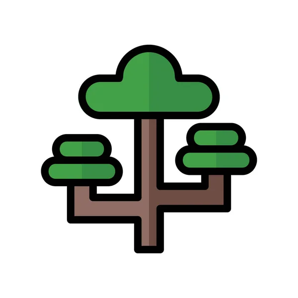Вектор Иллюстрации Стиль Плоской Линии Логотипа Дерева Значок Белом Фоне — стоковый вектор