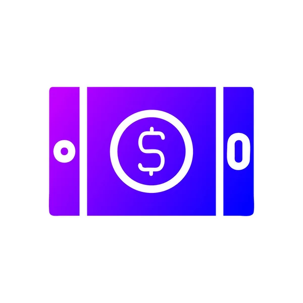 Vetor Ilustração Logotipo Dinheiro Estilo Gradiente Sólido Ícone Fundo Branco — Vetor de Stock
