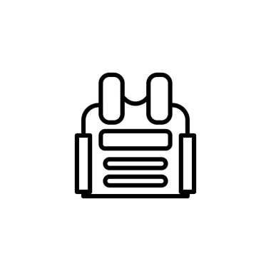 This minimalist outline illustrates a protective vest. This safety garment is essential for professionals in security and hazardous environments, offering crucial defense and symbolizing