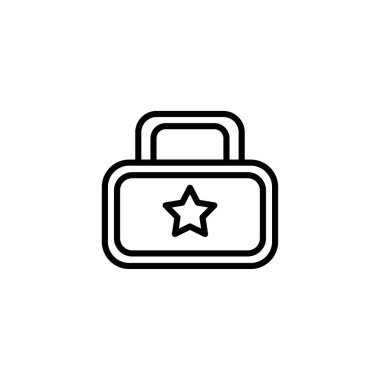 A simple and elegant briefcase icon with a star on it. This vector graphic is suitable for representing business security, achievement, recognition, assurance, or a safe place for information,