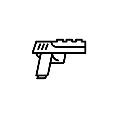 A stylized and minimalist outline illustration of a pistol. Representing potential concepts like security, defense, or threat, its streamlined design makes it versatile for various graphics and