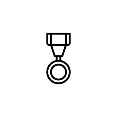 An uncomplicated line drawing presents a medal, embodying concepts such as accomplishment, success, and recognition. This linear graphic conveys the idea of achievement and superior quality, making