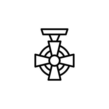 Minimalist design portraying a symbolic medal or award. Clean lines and geometric shapes form an emblem of recognition, honor, or achievement. This vector illustration signifies merit and