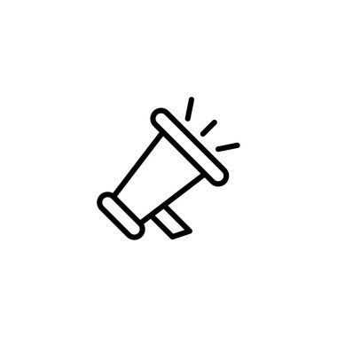 A minimalist line drawing of a megaphone, perfect for icons and graphics emphasizing communication or broadcasting. This simple vector illustration can be used to represent announcements, marketing