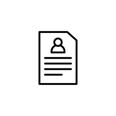 A simplistic and clean resume icon representing job applications, employment background and experience, essential qualifications, and professional expertise. This minimalist design signifies a