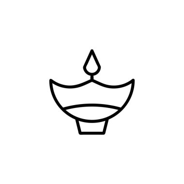 A minimalist vector illustration showcases a traditional Diwali oil lamp, its stylized flame representing hope and prosperity. The clean, simple lines evoke the spiritual and cultural significance