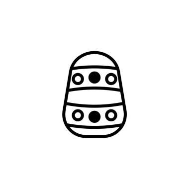 Basit bir minimalist illüstrasyonda eşit aralıklı şeritler ve noktalarla süslenmiş bir Paskalya yumurtası sergileniyor. Siyah çizgiler cesur bir grafik unsuru oluşturuyor. Bahar şenliklerini temsil etmek için mükemmel.