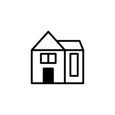 Beyaz bir arka plana karşı temiz siyah çizgiler kullanan bir evin minimalist bir çizimi. Bu basit tasvir konut mimarisinin özünü yakalar ve sembolik olarak hizmet eder.