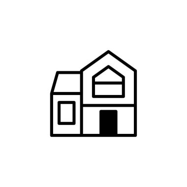 Minimalist bir çizim, temel mimari yapısını vurgulayan iki katlı basit bir evi resmediyor. Tasarım temiz çizgiler ve geometrik şekiller sergiliyor, modern ve zarif bir şekil yaratıyor.