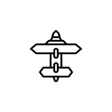 Bir minimalist yön belirleme simgesi, yol ayrımında yön bulmanın seçenekleri ve ileri yönde rehberliği simgelediğini gösterir. Basit ama bilgilendirici grafik çeşitli keşifler ve keşif öneriyor.