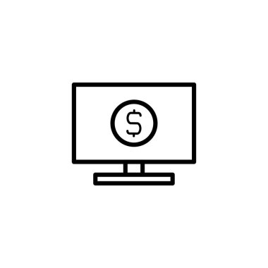 Bu büyüleyici grafik, çevrimiçi finansal büyümenin özünü temsil eden bir dolar işaretini bir bilgisayar ekranında gösteriyor. Dijital işlemleri, ekonomik fırsatları sembolize eder.,