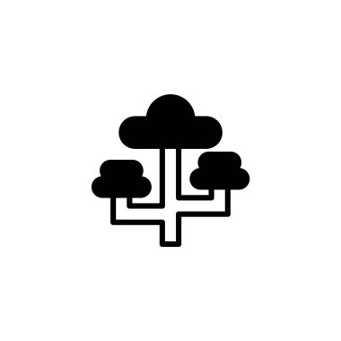 Bu resim bir ağ veya veri sistemini temsil eden bulut benzeri bir yapıyı betimler. Doğrusal tasarımı, hesaplama ilkelerini göstermek için ideal olan bağlantı ve hiyerarşik düzenlemeyi vurgular