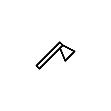 A minimalist illustration of an axe, rendered as a clean line drawing. This graphic element evokes concepts of lumberjacking, woodworking, and manual labor. Its simple design makes it versatile for