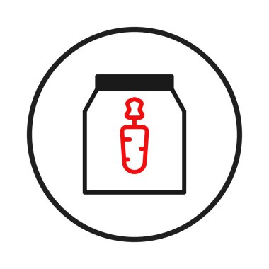 Minimalist tasvirde, besin ve sağlığı sembolize eden havuç ikonu ile süslenmiş bir çanta dolusu hayvan yemi yer alır. Tasarım, yaratıcı bir illüstrasyonla doğal yiyecek hissini iletiyor.