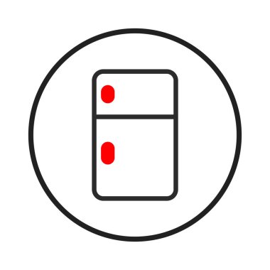 Minimalist bir illüstrasyonda ev yemeklerini korumayı simgeleyen bir buzdolabı sergileniyor. Temiz tasarım modern mutfak aletlerini temsil ediyor, kolaylık ve teknolojiyi vurguluyor.