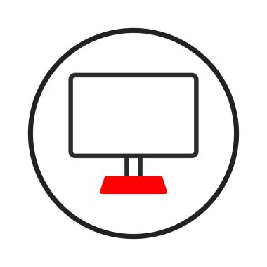 Minimalist bir illüstrasyon dijital dünyayı sembolize eden dairesel bir çerçevenin içinde bir bilgisayar ekranı sunar. Bu görsel olarak modern bağlantı bilgi teknolojisi erişilebilirliğini ve