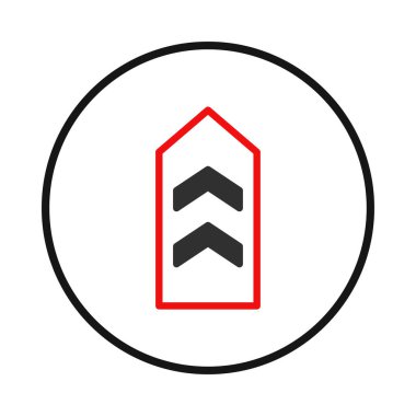 Sembol şekillerinin geometrik düzeninin canlı kırmızı bir çerçevede kapsülleştirilerek dairesel bir sınır içinde modern ve minimalist bir tasarım unsuru oluşturulduğu grafik bir çizim. Bu resim