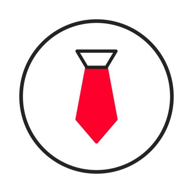 Siyah bir dairenin içinde kırmızı kravat bulunan çarpıcı bir amblem. Bu sembol kurumsal zarafet ve profesyonel elbiseyi temsil ediyor. İş, resmi kıyafet ya da tarz sergilemek için ideal bir imaj.