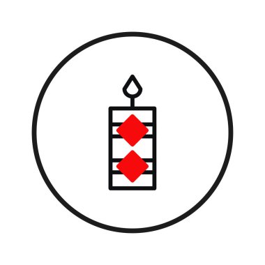 Yaratıcı olarak tasarlanmış minimalist bir mum amblemi, yapısında kırmızı bir eşkenar dörtgen deseni barındırır ve ışığın şenlikli bir kutlamasıdır. Dairesel çerçeve görsel çekiciliğini arttırıyor, uygun.