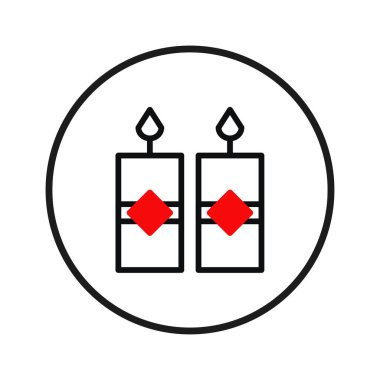 Bu minimalist illüstrasyon dairesel bir çerçeveye sarılı iki mum sunuyor, tasarım, ışığı basit ama zarif bir şekilde temsil ederek, hatırlama, barış ve adanmışlık temasını çağrıştırıyor.