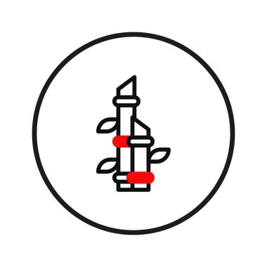 Çemberin içine sarılı bir bambu sapının minimalist bir illüstrasyonu, sadeliği ve organik elementleri vurgulayan sakin ve dengeli bir estetik sunar. Tarzlı yapraklar ve temiz çizgiler.