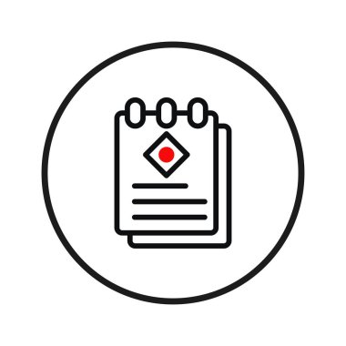 Bu minimalist resim üzerinde geometrik elmas şekilli bir defterin ana hatlarını gösteriyor. Defter bir çemberin içinde, bir düzen duygusu, hatırlatıcılar ve...