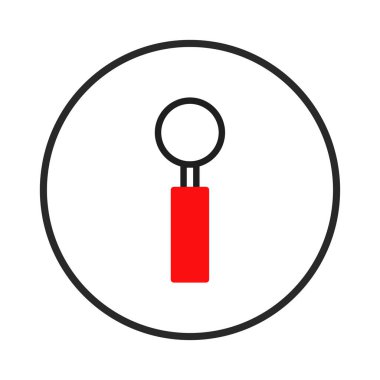 Bir minimalist geometrik ikon tasarımı bir dairenin içinde biçimlendirilmiş soyut bir figür içerir. Tasarım temiz ve basit, modern bir estetik ile. Görüntü, kırmızı ve siyah kullanarak temel şekillerden oluşur.