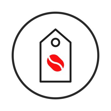 Kavramsal tasarım illüstrasyonunda, bir ürün, kahve dükkanı veya marka tanımlayıcısı öneren yuvarlak kenarlı etiketin içinde bir kahve çekirdeği ikonu bulunur. Sembol basitliğe odaklanmayı teşvik eder,