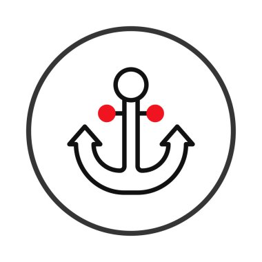 Temiz ve modern bir çapa simgesi, mükemmel bir daire şeklinde kaplanmış, istikrar ve güvenliğin sembolü olarak duruyor. Bu minimalist, denizcilik ya da ilgili konulara dokunmak isteyen projeler için idealdir.