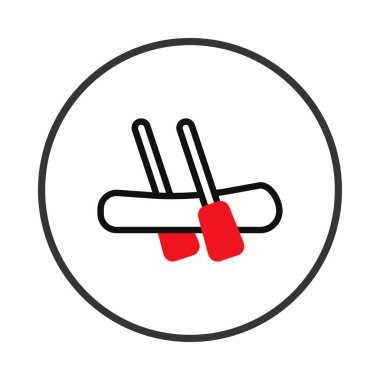 Dairenin içinde kırmızı kürekleri olan minimalist bir tekne ikonunun basit ve cesur grafiksel çizimi, su sporları, macera seyahati, eğlence amaçlı tekne gezisi ve açık hava sporlarıyla ilgili aktiviteler öneriyor.