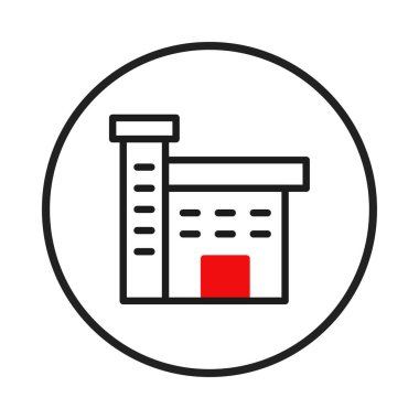 Fabrikanın minimalist çizimi, imalatı ve sanayiyi sembolize ediyor. Bu temiz vektör üretim, küresel ekonomi ve teknolojik ilerleme kavramlarını çağrıştırıyor. Temsil etmek için ideal