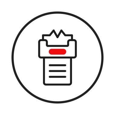 Taslak biçimli bir çöp kutusunun bir simgesi, atık yönetimi ve ekolojik kavramları temsil ediyor. Bu minimalist vektör çizimi sorumlu çöp öğütücüsünü sembolize ediyor.