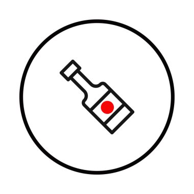 Titizlikle siyahla özetlenmiş bir sos şişesini gösteren basit, modern bir çizim. Kırmızı bir nokta biraz renk ve görsel ilgi ekler. Tasarım zıt bir siyah kaplamayla kaplıdır.