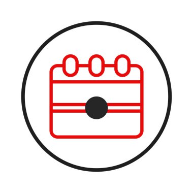 Bu temiz ve modern takvim simgesi programlamayı, organizasyonu veya zaman yönetimini temsil eder. Kırmızı ve siyah tasarım profesyonel ve stilize bir imaj taşır. Web sitelerinde ve uygulamalarda kullanılabilir,