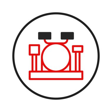 Bir daire içinde sunulan basitleştirilmiş kırmızı davul seti simgesi. Bu grafik ritmi, müzikal ifadeyi ve sanatsal diyarı sembolize eder. Müzikle ilgili temaları temsil etmek ya da bir dokunuş eklemek için ideal