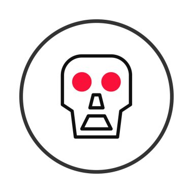Bu minimalist kafatası ikonu, ölümlülüğün modern ve sadeleştirilmiş bir tasvirini sunar. Bir çemberin içinde, bu soyut sembol tehlike ve tehlike gibi kavramların grafiksel bir temsili olarak hizmet vermektedir.