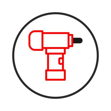 Görsel olarak çarpıcı minimalist bir matkap çizimi. İkonda kalın çizgiler ve basit bir renk paleti var. Yapım, onarım ve onarımla ilgili kavramları taşımak için mükemmel.