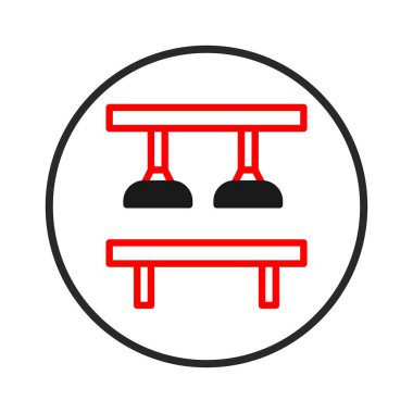 Temiz, minimalist grafiksel tasvir dairesel çerçeve içinde çift simetrik bir yapı, somutlaştırıcı denge ve hassas oluşum gösterir. Basit, temiz tasarım şeması,