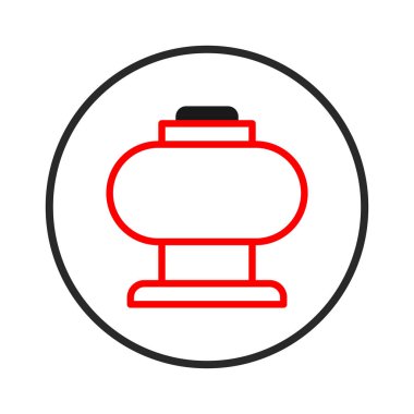 Görsel olarak çarpıcı bir tasarım, minimalist tarzda hazırlanmış fütüristik bir kap sunar. Kalın kırmızı çizgilerin kullanımı ve dairesel çerçeve içindeki ince siyah aksanlar çağdaş ve