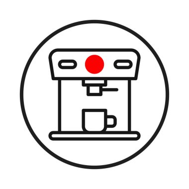 Temiz, çağdaş bir vektör illüstrasyonunda bir fincan kahve makinesi sergileniyor, minimalist taslak şeklinde dizayn edilmiş. Sembol, modern, basit, kolayca tanınan, ideal bir görüntü sunuyor.