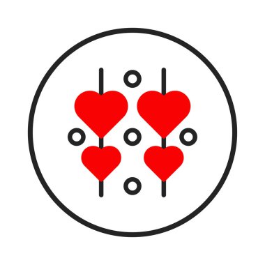 Şişler üzerinde birbirine dolanmış kalplerin yer aldığı yaratıcı bir sembol. Aşkı ifade etmenin ya da Sevgililer Günü 'nü kutlamanın basit bir yolunu sunuyor. Romantik ve dekoratif bir sevgi ifadesi sunuyor..