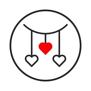 Minimalist tasarım dairesel çerçevede asılı duran bir kalp çelengi içeriyor. Merkezi kırmızı kalp, sevgi ve şefkat duyguları uyandıran bir odak noktası ekler. Duyguları aktarmak için idealdir.