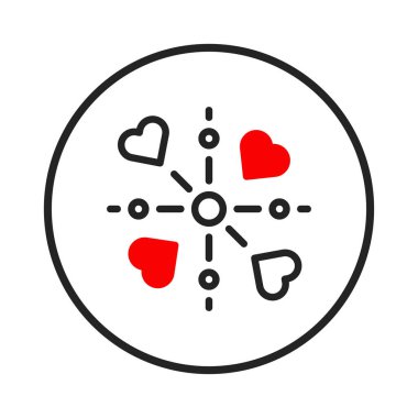 Birbirine bağlı aşkın sembolik bir temsili, merkezi bir noktadan yayılan kalpler. Bu görsel, bir mesaj iletmek için bağlantı, şefkat ve paylaşılan duygu kavramını somutlaştırır.