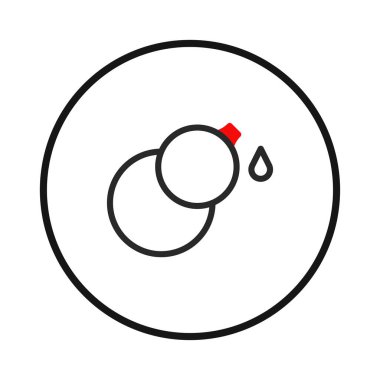 Şekillendirilmiş bir görsel sıvı dağıtım mekanizmasını temsil eder, muhtemelen tıbbi ya da bilimsel kullanım için. Dairesel bir sınır içinde gösterilen bu minimalist illüstrasyon hassasiyete ve